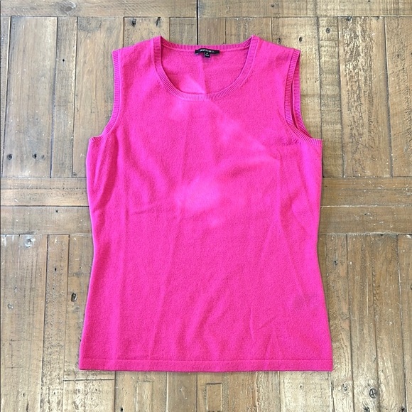 Lafayette 148 bright pink 100% wool sleeveless sweater vest size p 0-2 - Picture 1 of 7